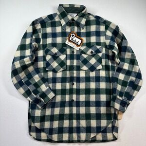 Vtg 60-70s Woolrich Buffalo Plaid Wool Flannel Shirt Mens L Gimbels NWT Rare‎